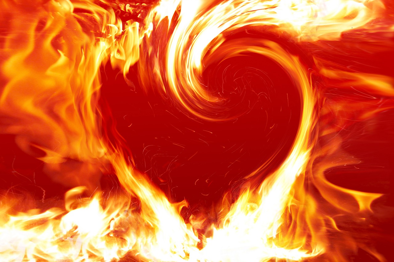 flames in heart shape
