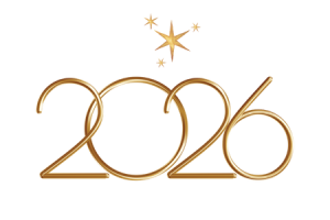 The year 2026 represented with elegant gold stars, symbolizing hope and celebration.