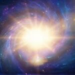 A stunning spiral galaxy with bright colors and a starry backdrop.