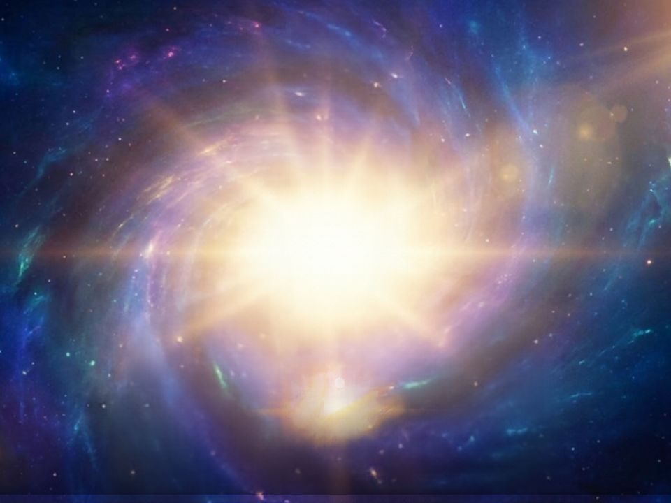 A stunning spiral galaxy with bright colors and a starry backdrop.