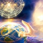 The Earth is cradled by two hands sending healing energy, with a radiant star above, representing global stewardship and hope for the future.